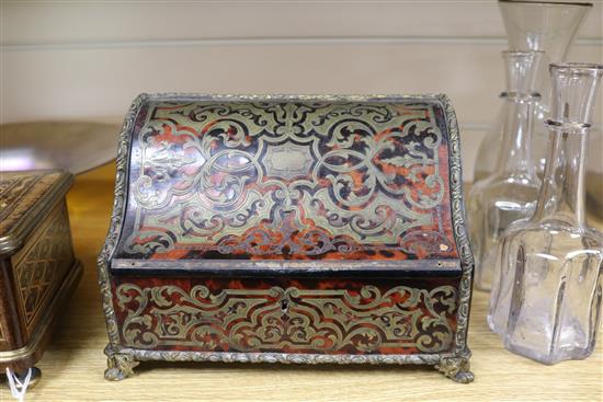 A boullework casket and a parquetry casket